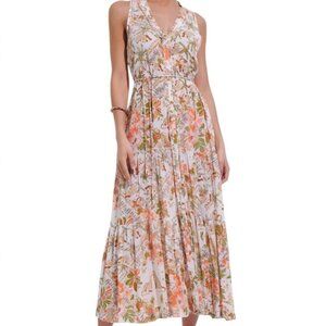 Poupette St Barth Long Dress Nana in Pink Leo Foulard, Size XS